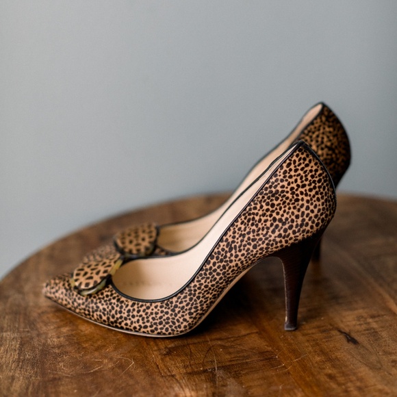 Oscar de la Renta Ponyhair Animal Print Pumps Size 37.5 Women's Size 7 - Picture 5 of 13